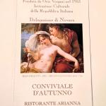 Il frontespizio del menù con dipinto di Arianna e Dioniso.