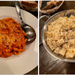 Fusilli all’amatriciana e mezze maniche “cacio e pepe”