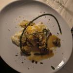 Il secondo piatto: rombo con patate e carciofi olive taggiasche e bottarga di muggine