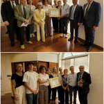 Zaccone e staff con Accademici; in basso con sindaco Scheda